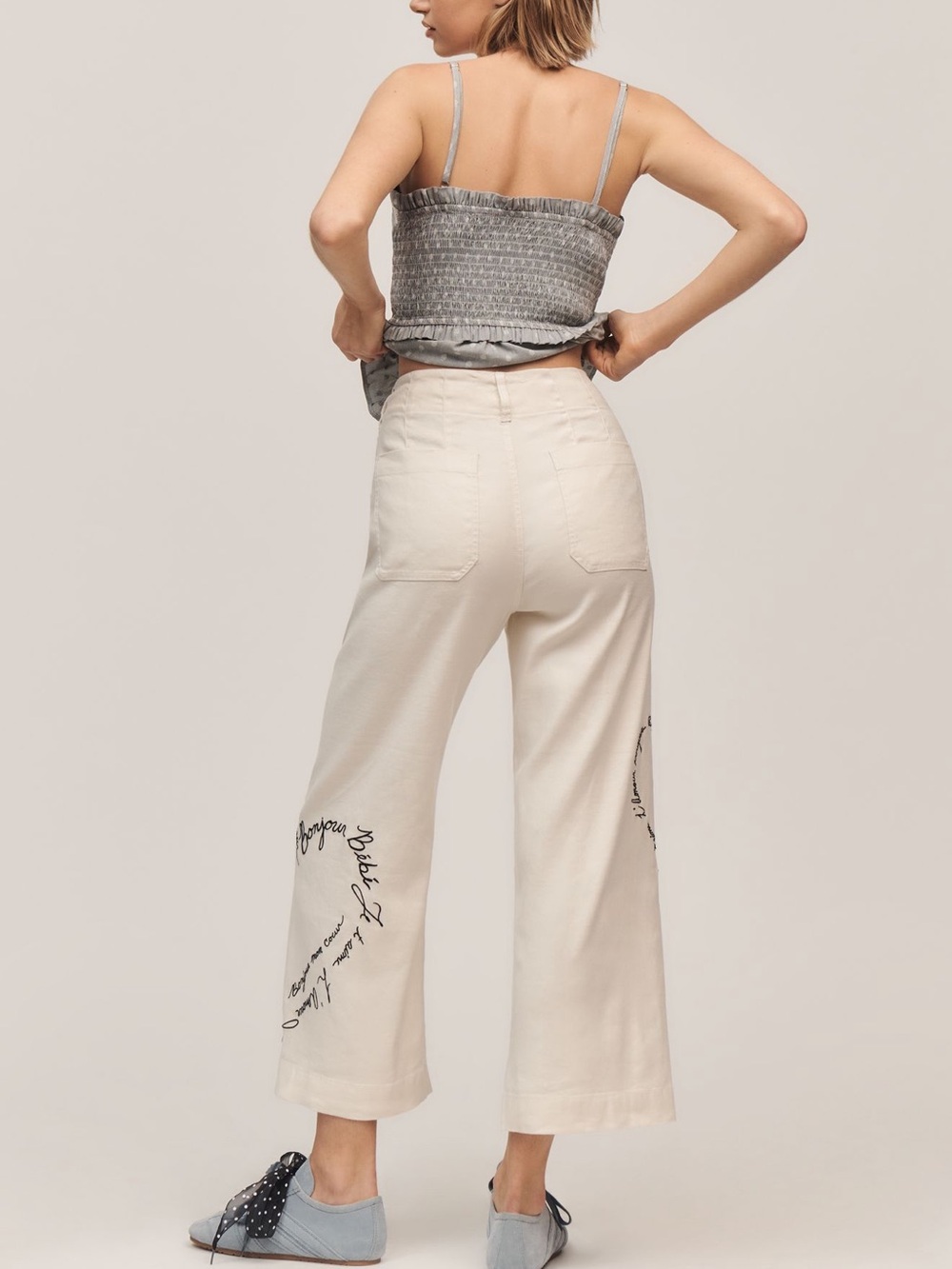 Maeve Collette Linen-blend Crop French Love Notes Pants NWT SOLD OUT - Picture 3 of 5